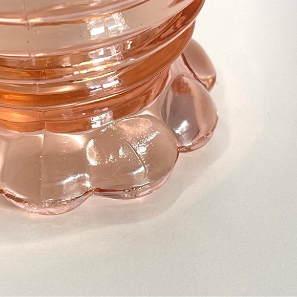 Vintage Pink Glass Tumbler Manhattan Depression Glass Art Deco MCM Glassware - Picture 6 of 13